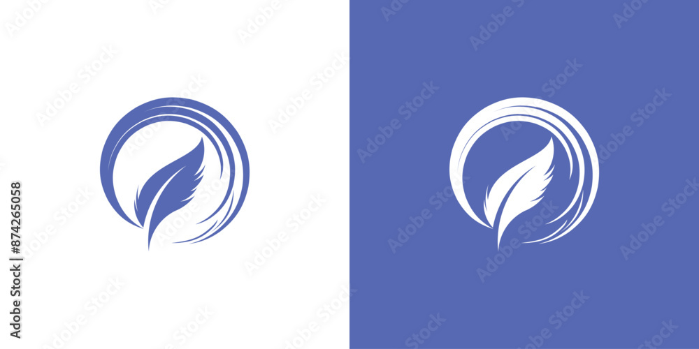 Creative feather logo design with unique concept , premium vector Creative feather logo design with unique concept , premium vector