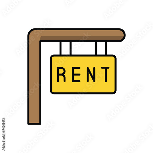 Rent icon design with white background stock illustration