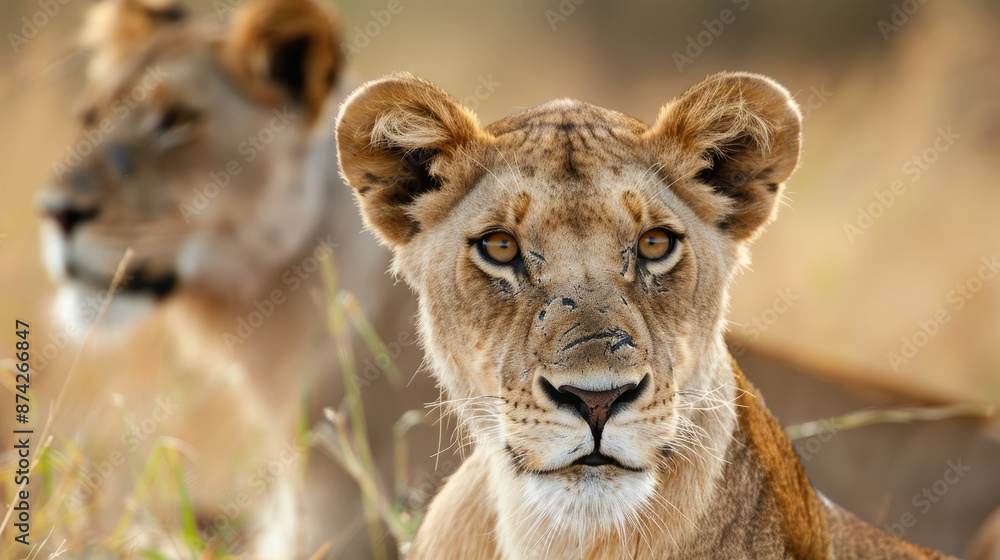 Close-Up Portraits of Lions in Their Natural Savanna Habitat Close-Up Portraits of Lions in Their Natural Savanna Habitat