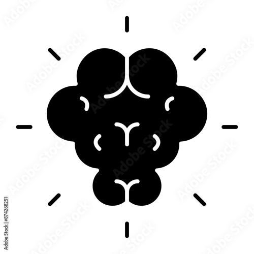 Brain icon. black fill icon