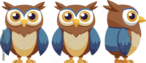 Wallpaper Mural Three owls are shown in different poses, with one standing upright Torontodigital.ca