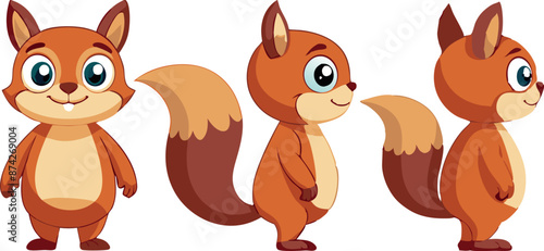 A cartoon fox is shown in three different poses