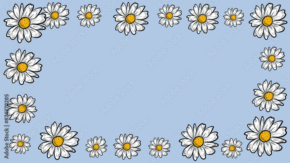 Vector Hand Drawn Daisy Flowers Isolated Frame Template Vintage Engraving Style Camomile Flowers Hand drawn design template Creative Design for Print Cards, Layout, flyer, Banners Web or Social Media Vector Hand Drawn Daisy Flowers Isolated Frame Template Vintage Engraving Style Camomile Flowers Hand drawn design template Creative Design for Print Cards, Layout, flyer, Banners Web or Social Media