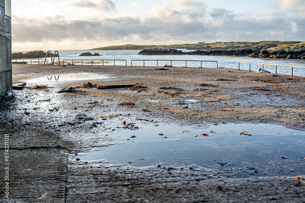 Rosbeg harbour at sunset, County Donegal, Ireland Rosbeg harbour at sunset, County Donegal, Ireland
