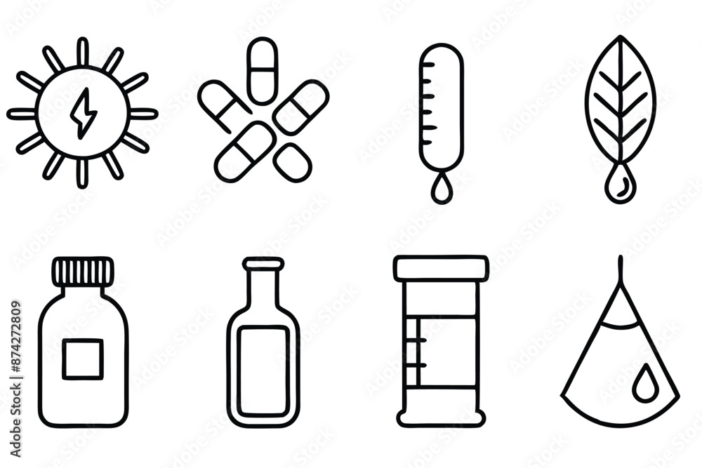 Obraz premium Medicine Line Art Illustration Simplified Medical Graphics