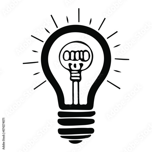 Electric light bulb silhouette, Light bulb vector silhouette and illustration, Thinking concept icon vector