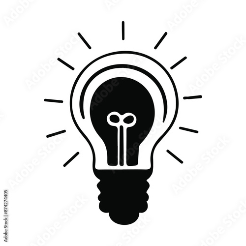 Electric light bulb silhouette, Light bulb vector silhouette and illustration, Thinking concept icon vector