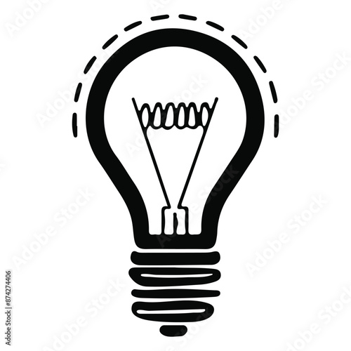 Electric light bulb silhouette, Light bulb vector silhouette and illustration, Thinking concept icon vector