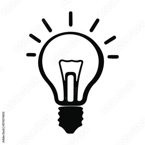Electric light bulb silhouette, Light bulb vector silhouette and illustration, Thinking concept icon vector