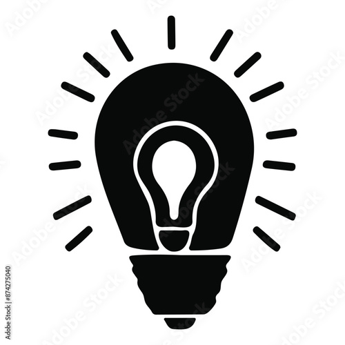 Electric light bulb silhouette, Light bulb vector silhouette and illustration, Thinking concept icon vector