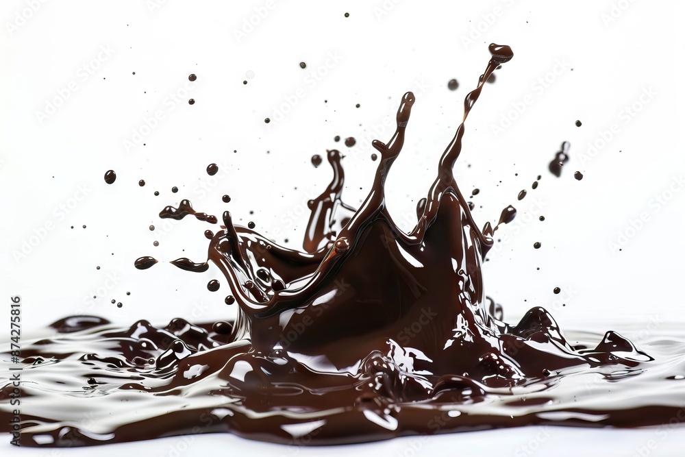 Fototapeta premium Closeup chocolate splash isolated on white background.