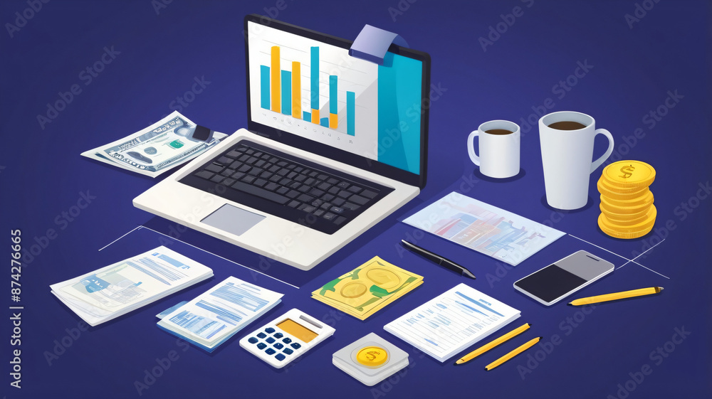 illustration of a business meeting and discussing profits illustration of a business meeting and discussing profits