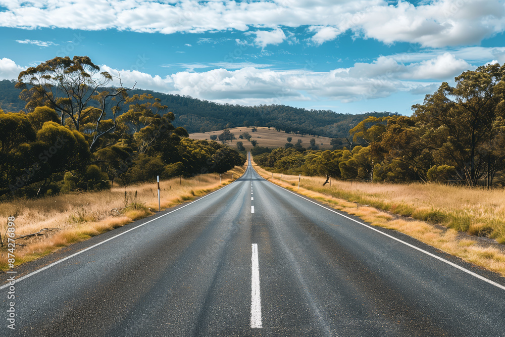 A straight road leading into the distance. A straight road leading into the distance.