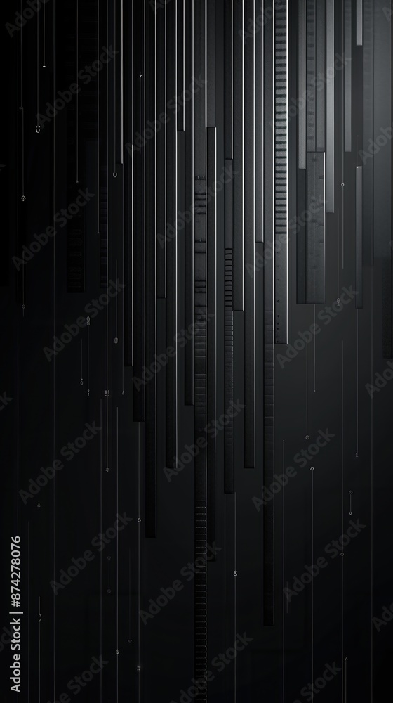 Abstract dark background with vertical lines and patterns. Modern, futuristic design suitable for technology, sci-fi, and minimalist themes. Abstract dark background with vertical lines and patterns. Modern, futuristic design suitable for technology, sci-fi, and minimalist themes.