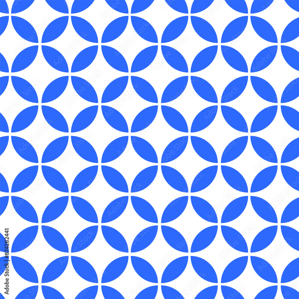 Fototapeta premium Seamless vector abstract geometric pattern of blue parts on a white background