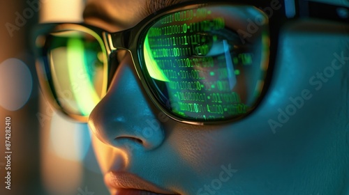 Wallpaper Mural The glasses with binary code Torontodigital.ca