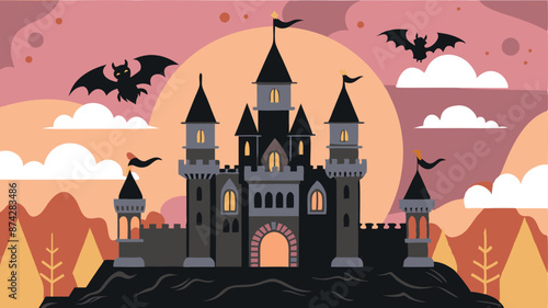 A castle with a large tower and a large castle with a large tower