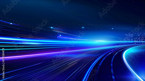  Abstract background with blue and purp lights on the right side of the picture, Abstract blue background with speed light effect