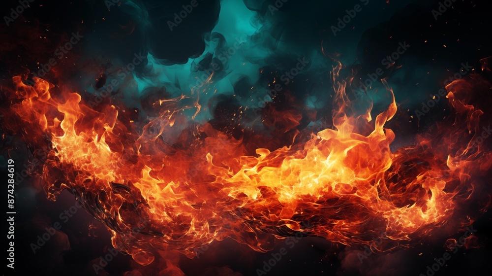 Fiery Blaze in a Colorful Sky Fiery Blaze in a Colorful Sky