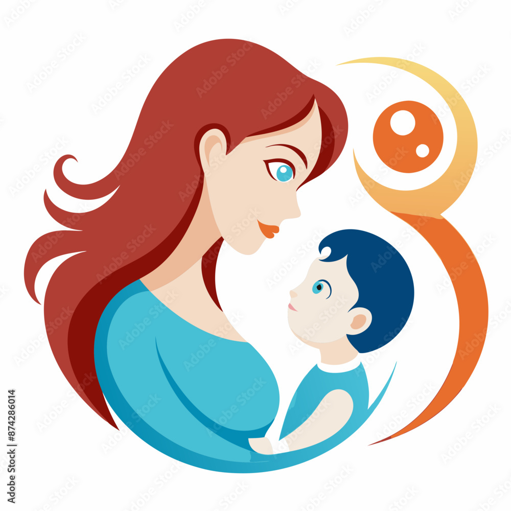 a mother and a little baby are looking at each a mother and a little baby are looking at each