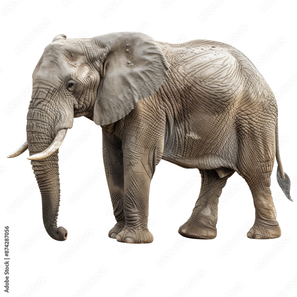 Fototapeta premium Majestic African Elephant on White Background