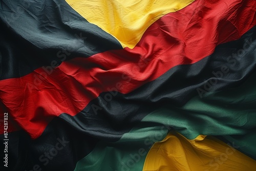 Black History Month color flag background. Red, yellow, green, black colors background photo