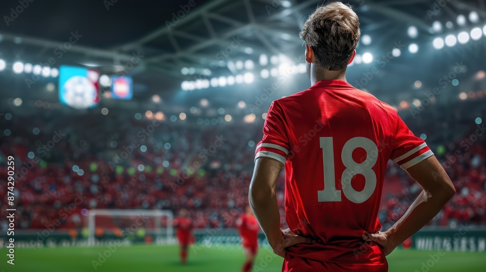 custom made wallpaper toronto digitalBack of red European soccer player shirt 18