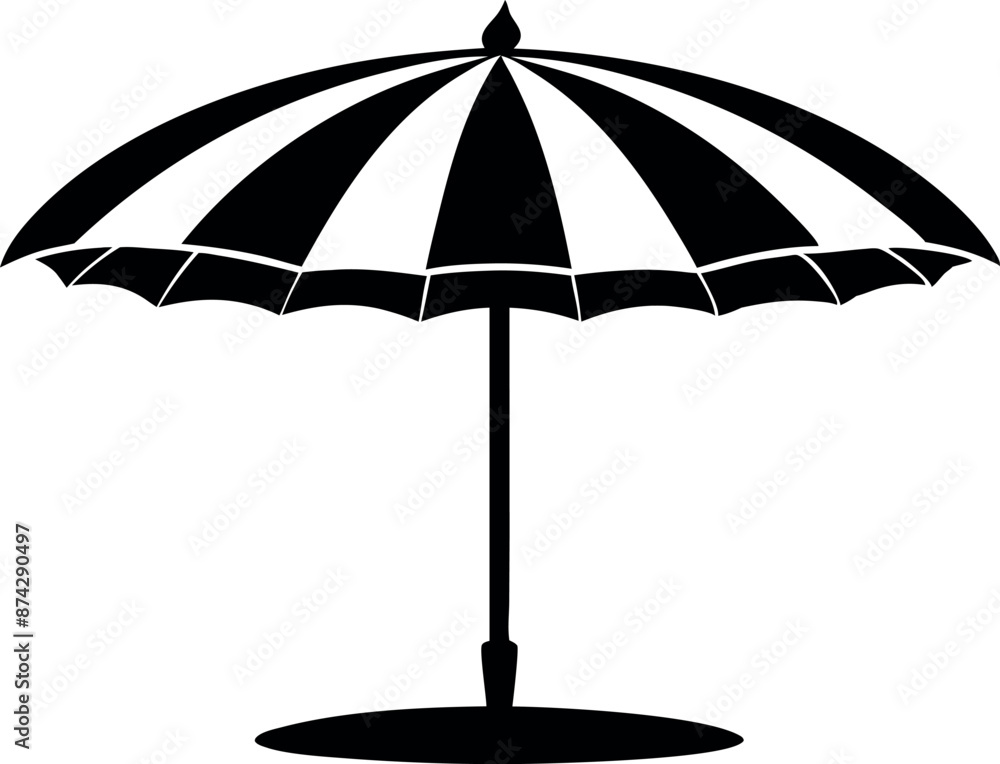 A black and white umbrella with white stripes A black and white umbrella with white stripes