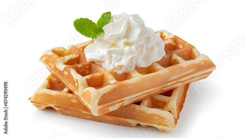 Waffles with whipped cream