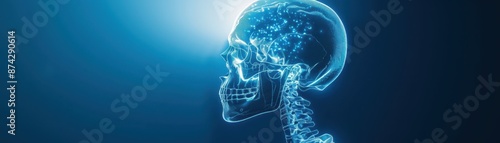 Human skeleton with glowing pathways, Belief, Insightful journey photo