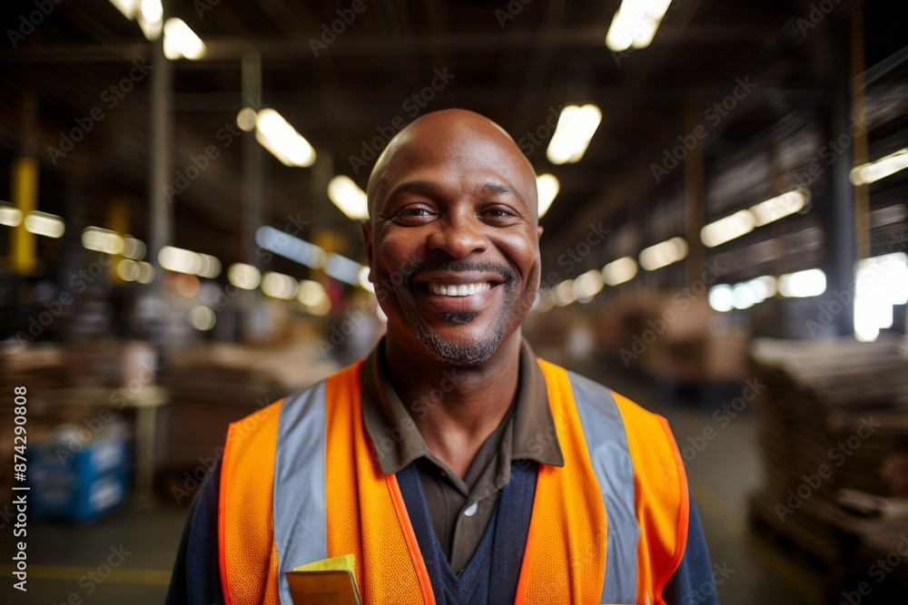 Portrait of a smiling middle aged male warehouse worker Portrait of a smiling middle aged male warehouse worker