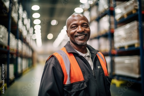 Portrait of a smiling middle aged male warehouse worker © Baba Images