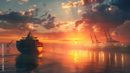 ship at sunset