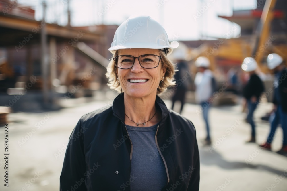 Smiling portrait of a mature businesswoman on construction site Smiling portrait of a mature businesswoman on construction site