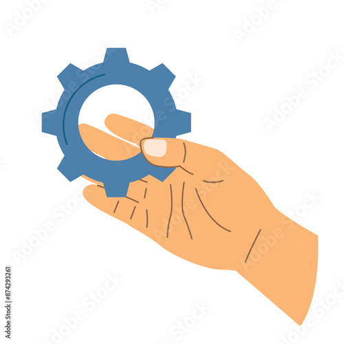 hand holding gear, symbolizing optimization, precision or teamwork - vector illustration