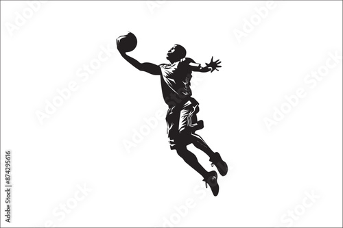 basketball players Vector silhouette. Basketball silhouettes. basketball player silhouette vector illustration.