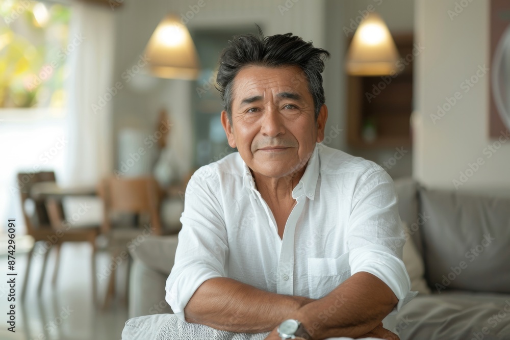 Fototapeta premium Portrait of a middle aged man in modern home
