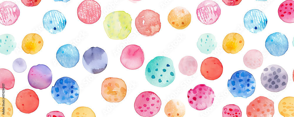 Pastel cirle watercolor rainbow geometric dot shape simple repeat pattern background. Pastel cirle watercolor rainbow geometric dot shape simple repeat pattern background.
