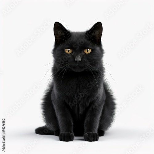 black cat isolated on white
