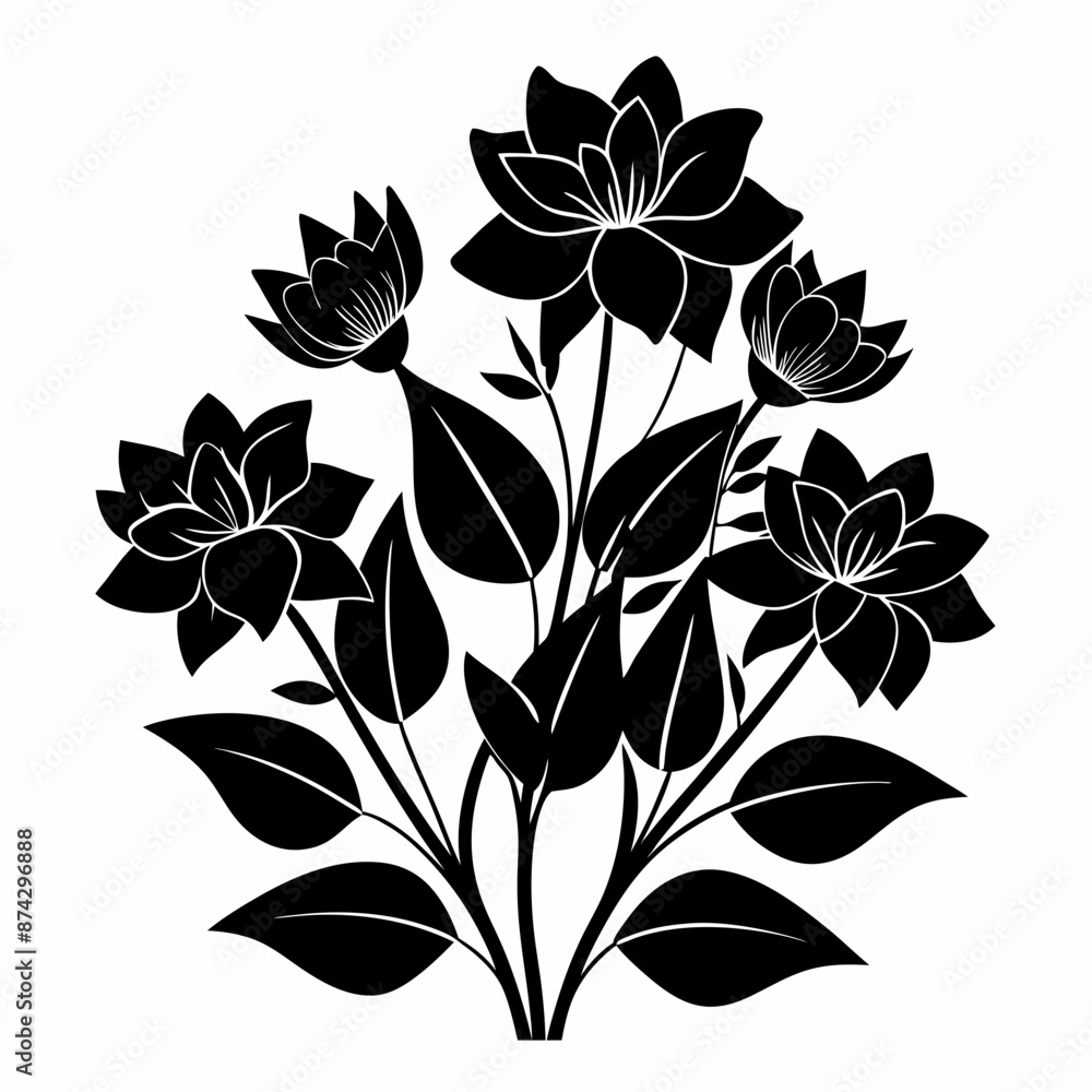 Flower vector art,Flower silhouette vector, Flower vector art,Flower silhouette vector,