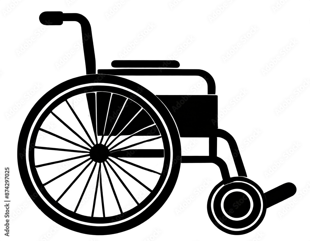 schwarze Silhouette Kontrast Rollstuhl icon isoliert auf weißen Hintergrund, Freisteller schwarze Silhouette Kontrast Rollstuhl icon isoliert auf weißen Hintergrund, Freisteller