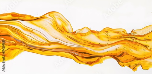 an oil poured horizontally forms waves on a white background