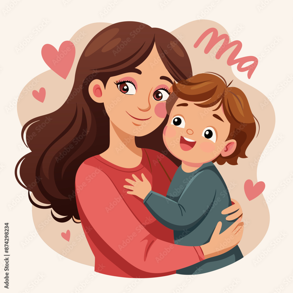 a woman with brown hair lovingly hugging a small a woman with brown hair lovingly hugging a small