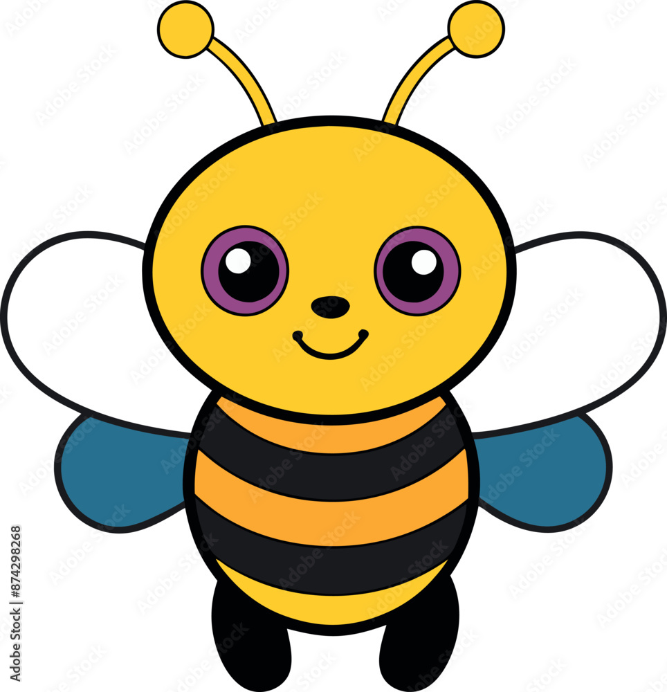 A cartoon bee with a smile on its face A cartoon bee with a smile on its face