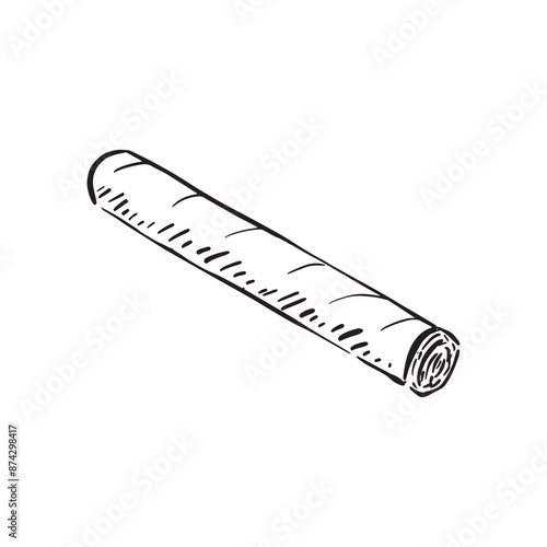 A line drawn cigar as smoked by Winston Churchill, habit, tobacco, Cuban cigarillo, cigarette illustration, doodle vector.