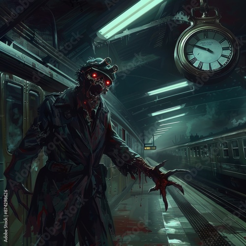 Terrifying Train Attendant Zombie at Station 