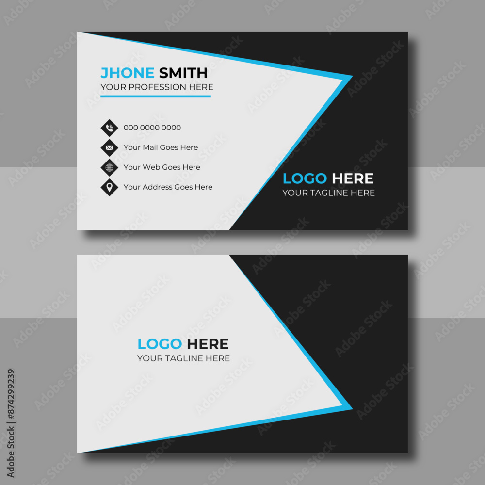Modern business card design . double sided business card design template . blue color business card design Modern business card design . double sided business card design template . blue color business card design