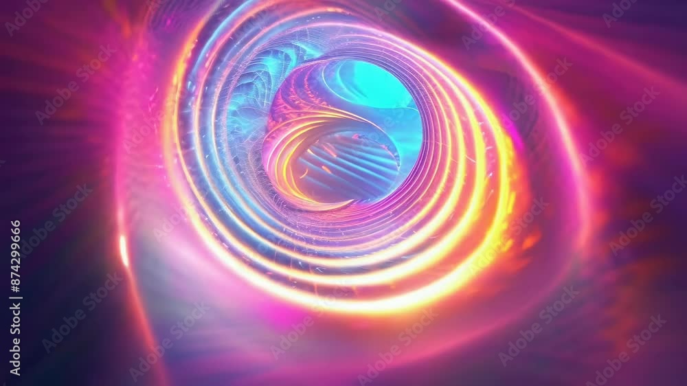This image depicts a futuristic neon tunnel with vibrant light streaks in blue and orange hues creating a dynamic, twisting pattern. The atmosphere is surreal and full of energy, resembling a sci-fi This image depicts a futuristic neon tunnel with vibrant light streaks in blue and orange hues creating a dynamic, twisting pattern. The atmosphere is surreal and full of energy, resembling a sci-fi