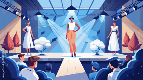 Fashion Show Event with Models on Catwalk Illustration