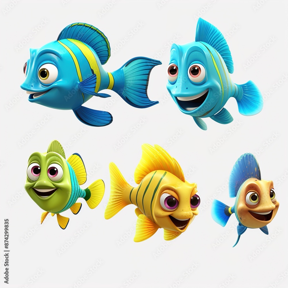 Fototapeta premium set of cartoon fishes